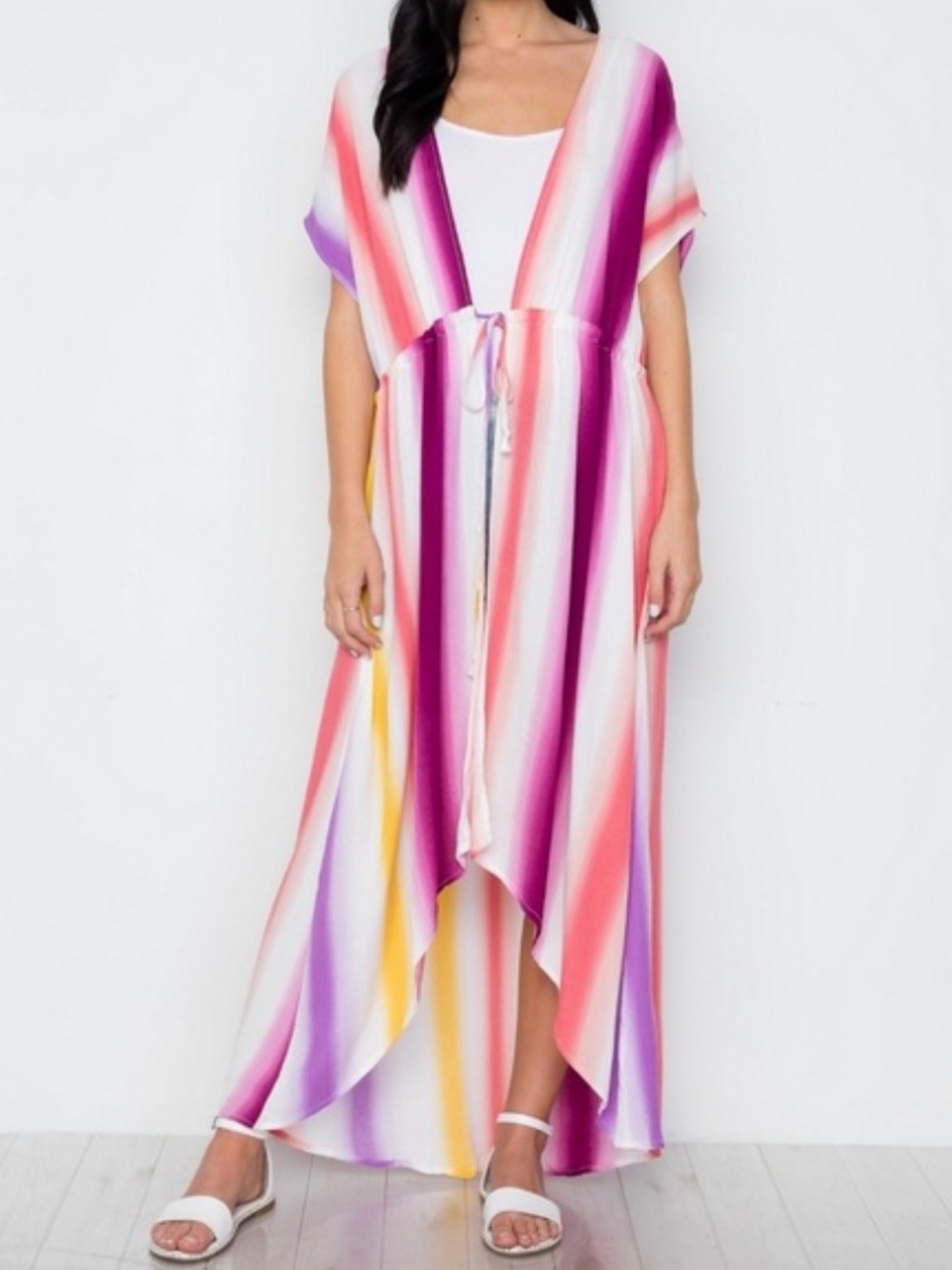 Vici for Love In longline striped colored kimono duster